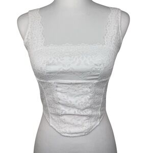 NWT PiNK Victoria’s Secret The Cinched Corset White Lace Bralette Tank Top Cami